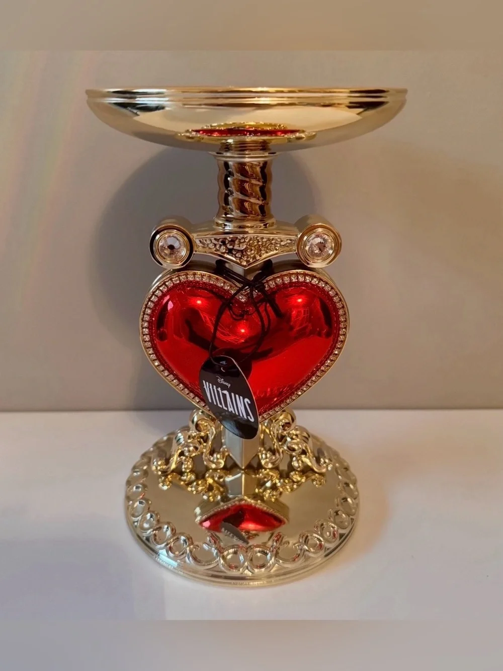 Bath & Body Works Disney Villains Evil Queen Gold & Red Heart Candle Holder